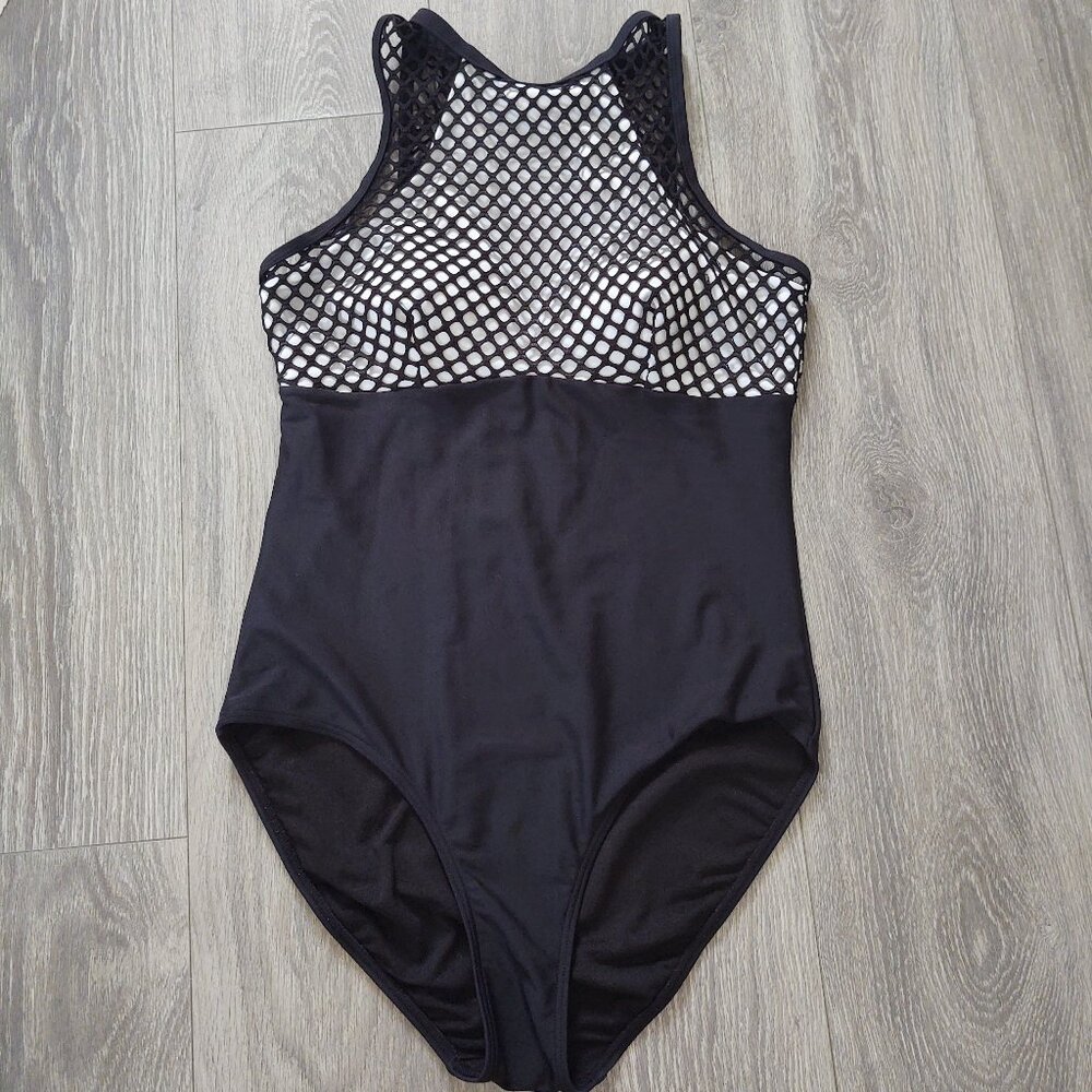 Piha High Neck Mesh/Openwork with Keyhole Back One Piece Swimsuit